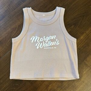 Morgan Wallen Women's Ribbed Cropped Tank Top Size Large Dusty Rose Color